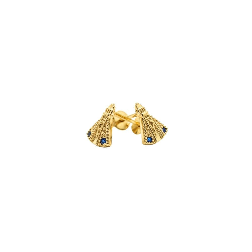 Brinco Nossa Senhora Zirconia Azul | Banho Ouro 18k