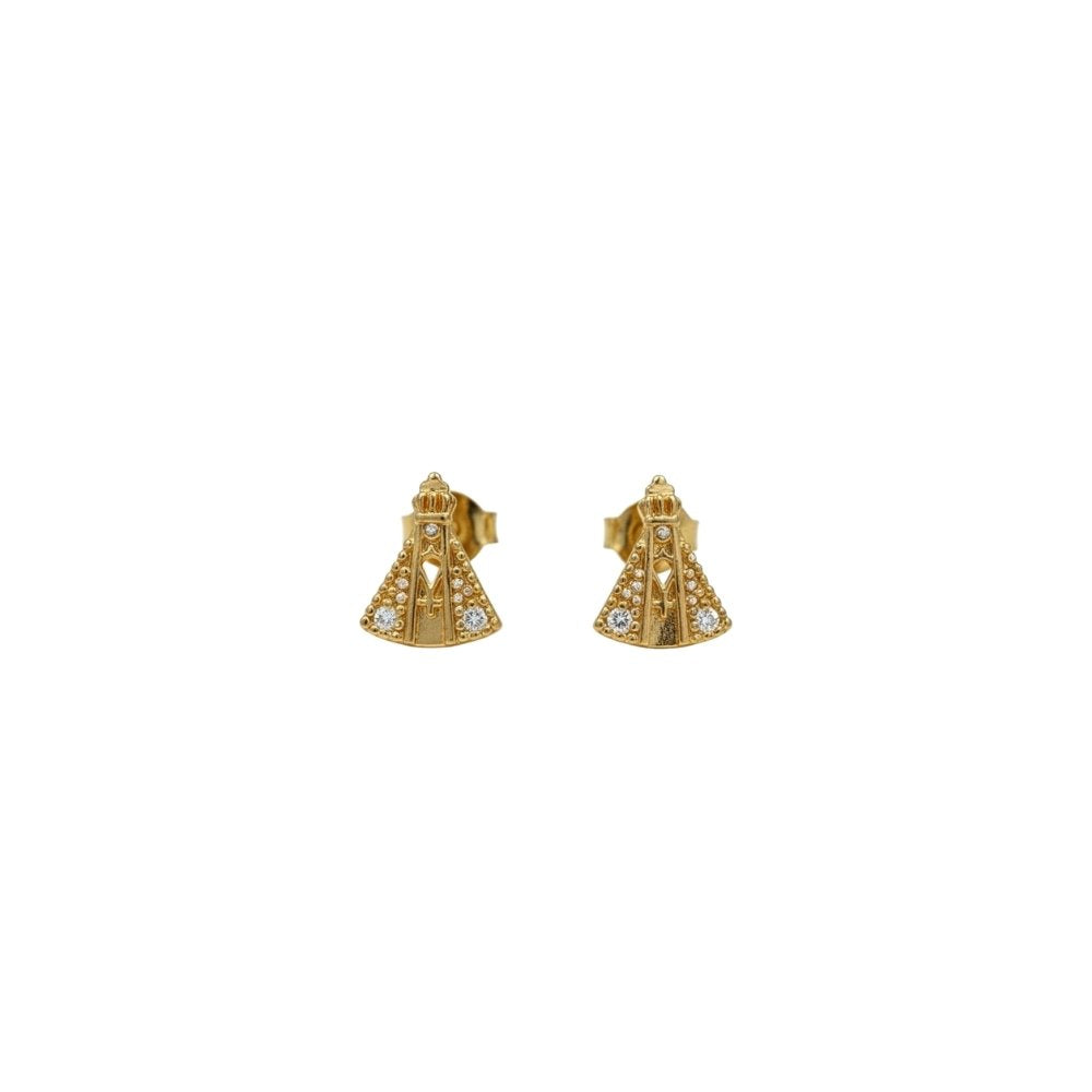 Brinco Nossa Senhora Zirconia Cristal | Banho Ouro 18k