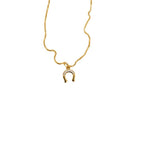 Pingente Ferradura Cravejado Zircônia Cristal | Banho Ouro 18k