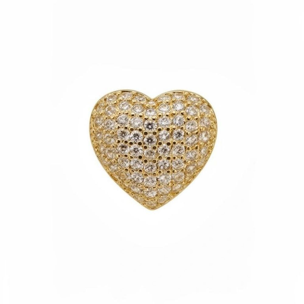 Pingente Coração Cravejado Zircônia Cristal | Banho Ouro 18k