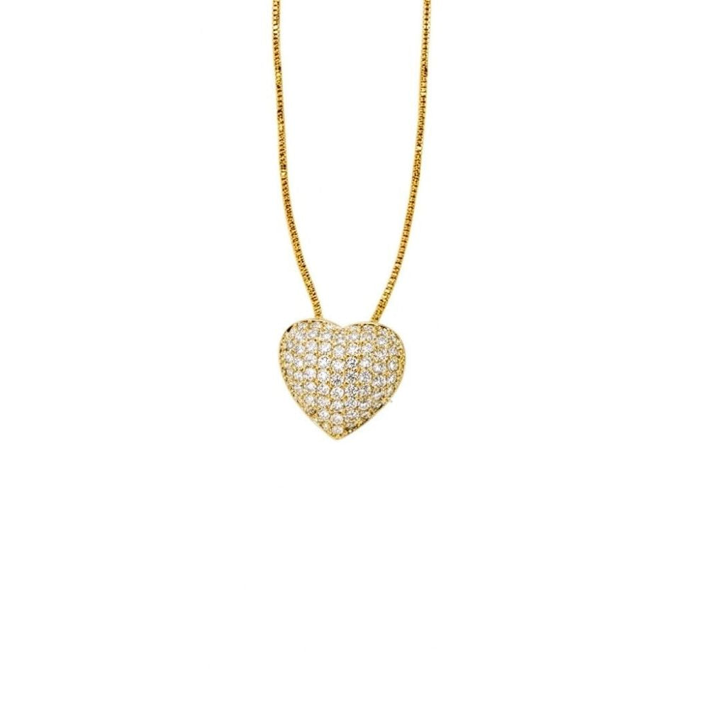 Pingente Coração Cravejado Zircônia Cristal | Banho Ouro 18k
