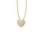 Pingente Coração Cravejado Zircônia Cristal | Banho Ouro 18k