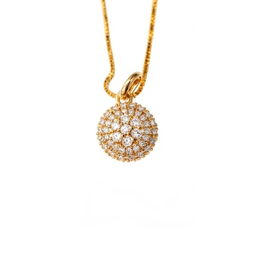 Pingente Redondo Cravejado Zircônia Cristal | Banho Ouro 18k
