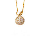 Pingente Redondo Cravejado Zircônia Cristal | Banho Ouro 18k