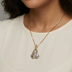 Pingente Nossa Senhora Aparecida Zircônia Azul E Cristal | Banho Ouro 18k