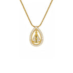 Pingente Gota Nossa Senhora Aparecida Zircônia Cristal | Banho Ouro 18k