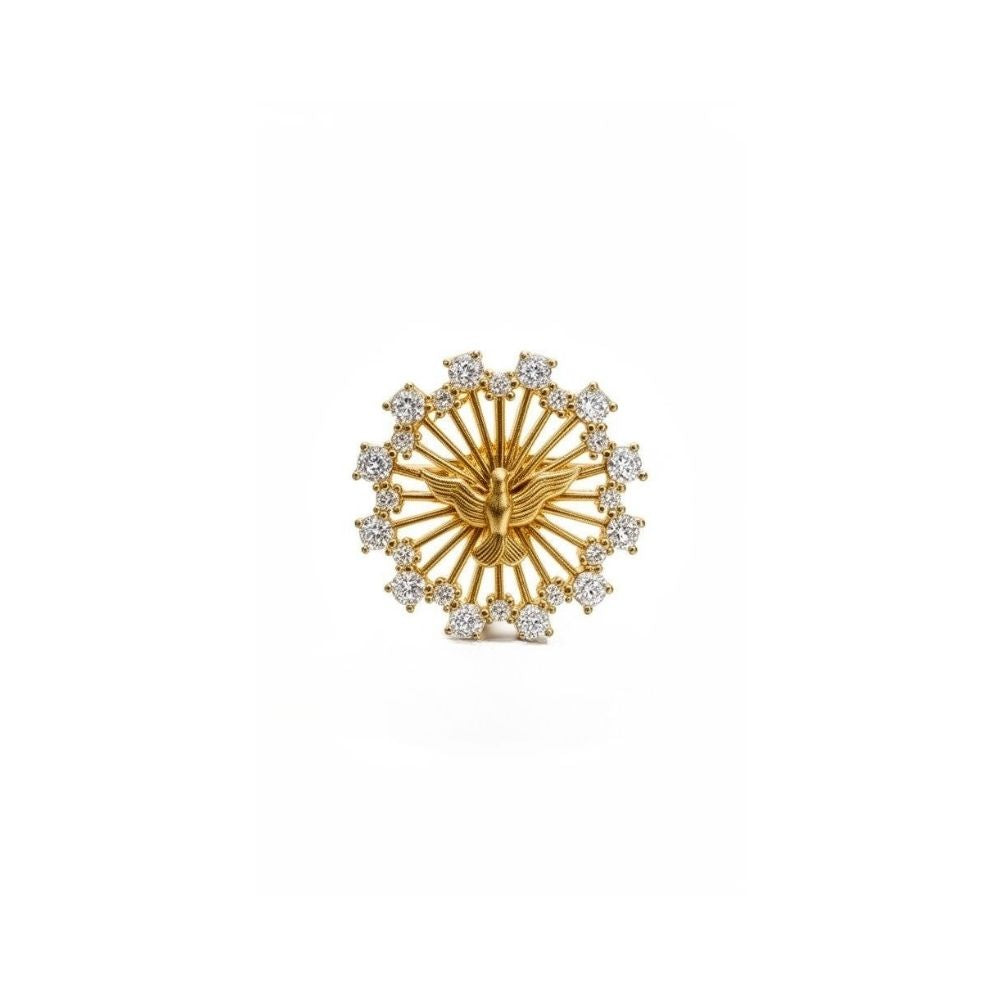 Pingente Espírito Santo Cravejado Zircônia Cristal | Banho Ouro 18k