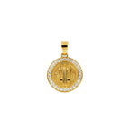 Pingente Medalha De São Bento Cravejado Zircônia Cristal | Banho Ouro 18k