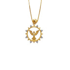 Pingente Espírito Santo Contorno Zircônia Cristal | Banho Ouro 18k