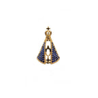 Pingente Nossa Senhora Aparecida Zircônia Azul | Banho Ouro 18k