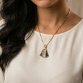 Pingente Nossa Senhora Aparecida Zircônia Azul | Banho Ouro 18k