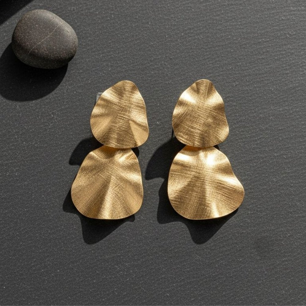 Brinco Orgânico Grande | Banho Ouro 18k