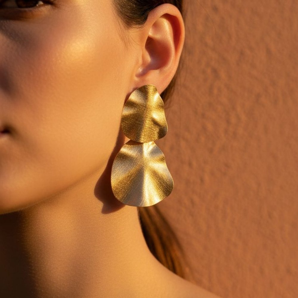 Brinco Orgânico Grande | Banho Ouro 18k