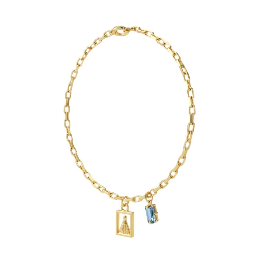Pulseira Elos Pingente Nossa Senhora | Banho Ouro 18k