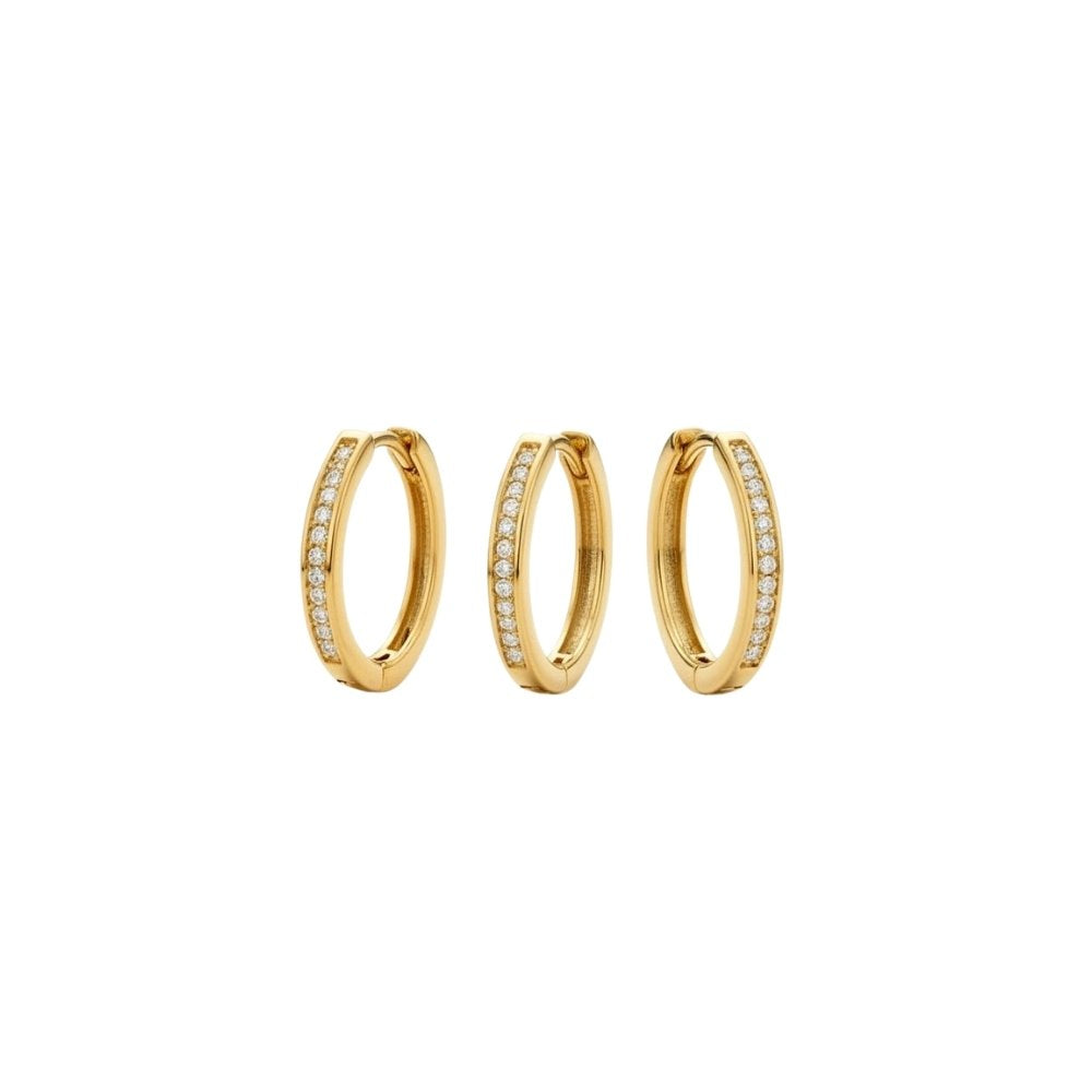 Conjunto Trio Brinco Fino Cravejado | Banho Ouro 18k