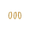 Conjunto Trio Brinco Fino Cravejado | Banho Ouro 18k