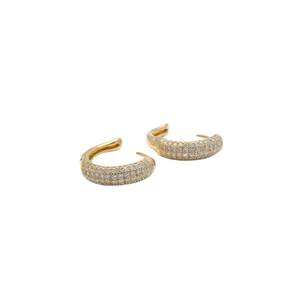 Brinco Articulado 3 Fios Cravejado | Banho Ouro 18k