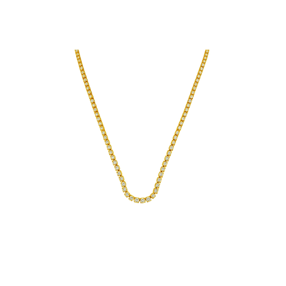 Corrente Riviera 2mm Zirconia Cristal | Banho Ouro 18k
