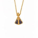 Gargantilha Veneziana 45cm Com Pingente Nossa Senhora Aparecida Zircônia Azul | Banho Ouro 18k