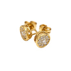 Conjunto Redondo Cravejado Pingente + Brincos | Banho Ouro 18k