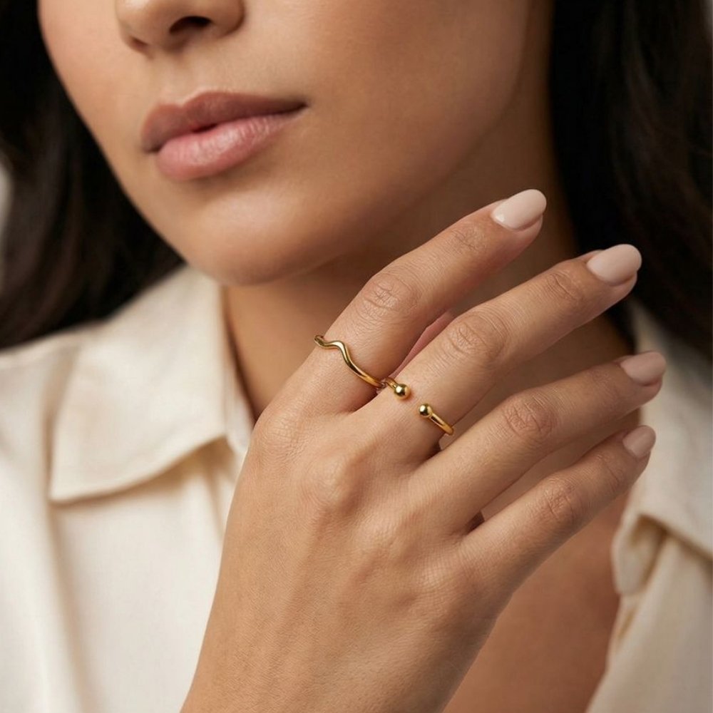 Anel V | Banho Ouro 18k