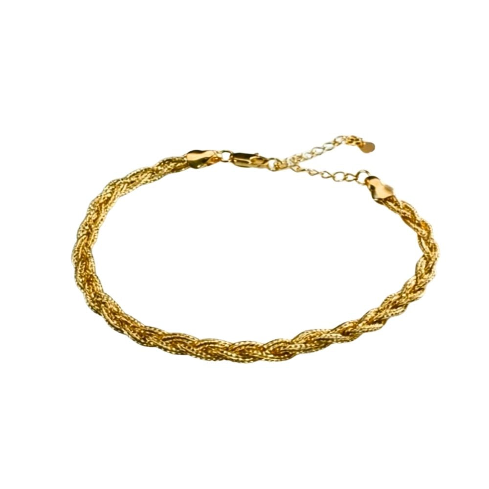 Pulseira Trança 2 fios | Banho Ouro 18k