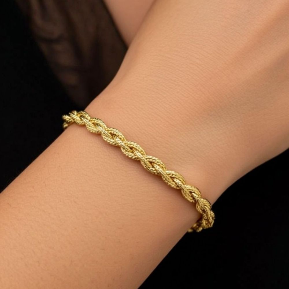 Pulseira Trança 2 fios | Banho Ouro 18k
